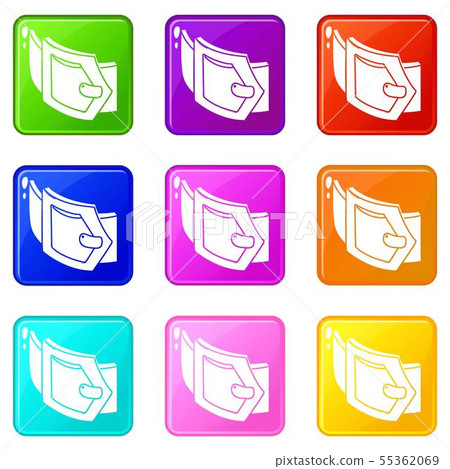 Woman belt icons set 9 color collection 55362069
