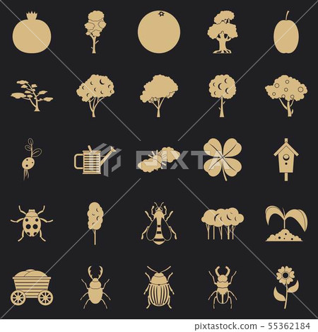 Green fodder icons set, simple style Green fodder icons set, simple style 55362184