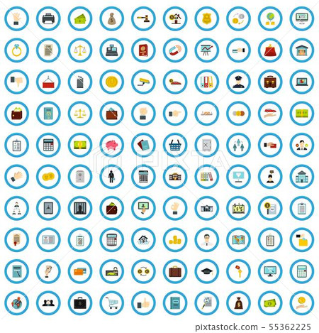 100 taxes icons set, flat style 100 taxes icons set, flat style 55362225