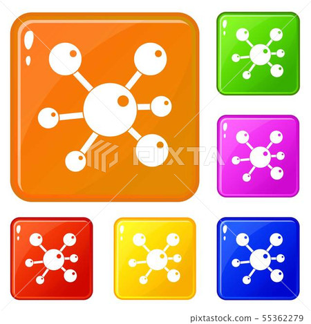Chemical and physical molecules icons set vector color Chemical and physical molecules icons set vector color 55362279