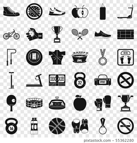 Hard boxing icons set, simple style 55362280