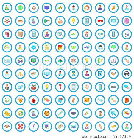 100 teamwork icons set, cartoon style 55362399