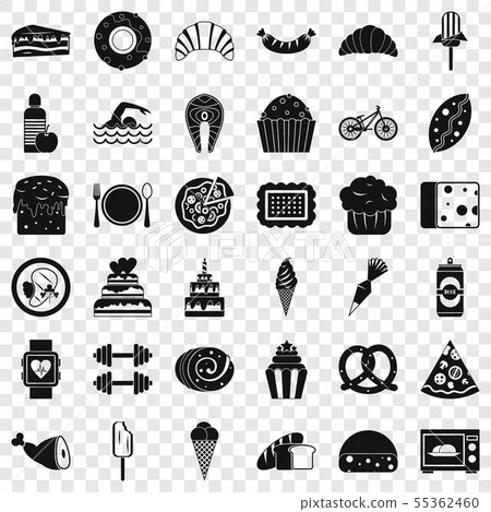 Calories in food icons set, simple style 55362460