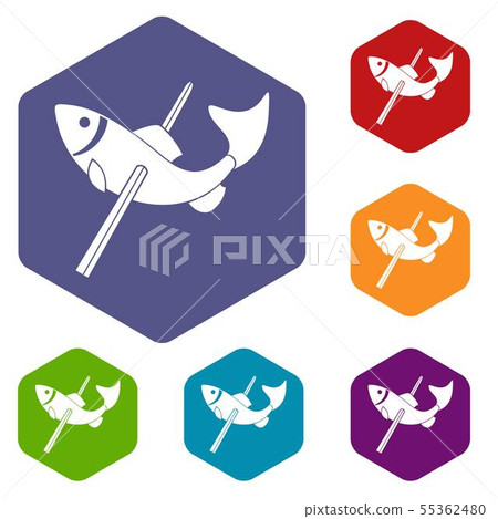 Fishing icons vector hexahedron 55362480