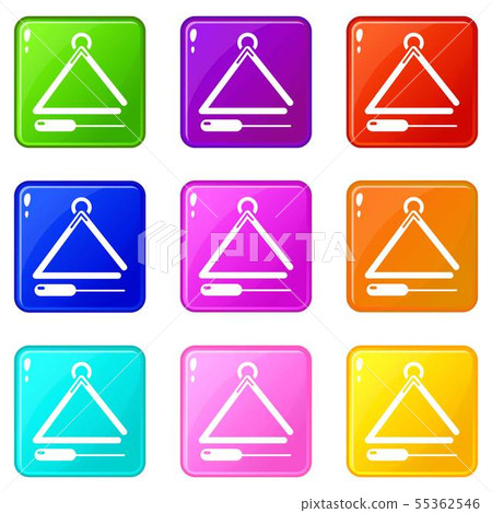 Musical triangle icons set 9 color collection 55362546