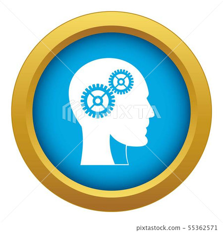 Gears in human head icon blue vector isolated - Stock Illustration ...
