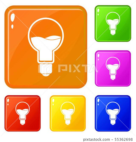 Light bulb with blue water inside icons set vector color Light bulb with blue water inside icons set vector color 55362698