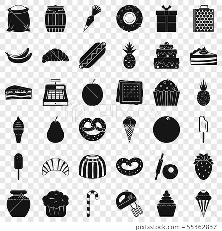 Sweet chocolate icons set, simple style Sweet chocolate icons set, simple style 55362837