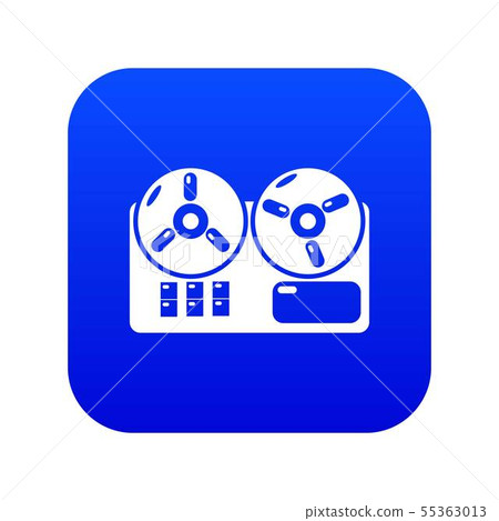 Reel tape recorder icon blue vector 55363013