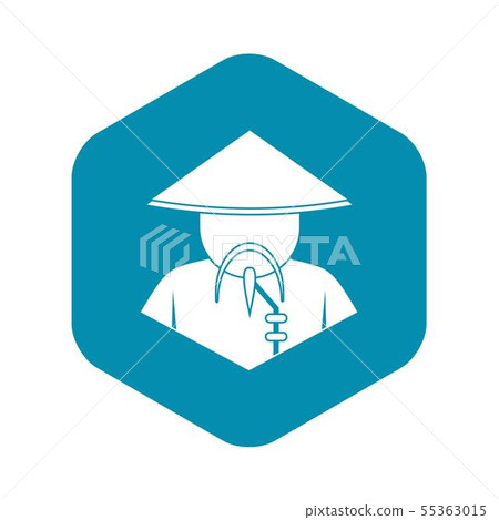 Asian man in conical hat icon, simple style 55363015
