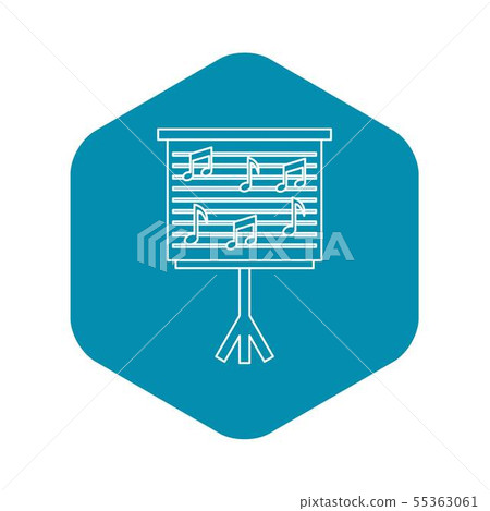 Musical notes on stand icon, outline style 55363061
