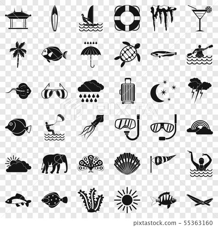 Water diving icons set, simple style 55363160