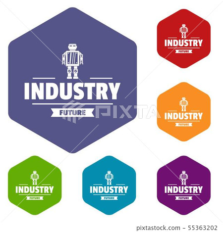 Robot metal icons vector hexahedron Robot metal icons vector hexahedron 55363202