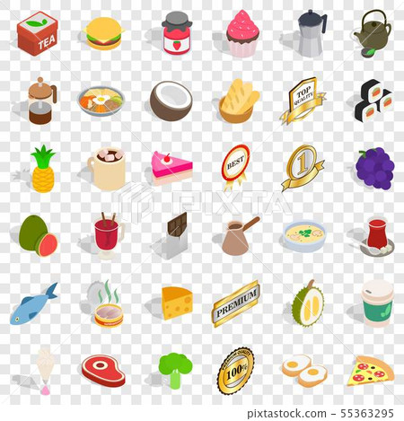 Fruit drink icons set, isometric style Fruit drink icons set, isometric style 55363295
