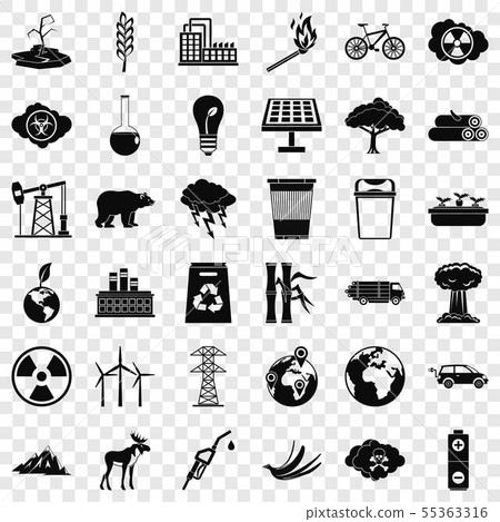 Environmental icons set, simple style-插圖素材 [55363316] - PIXTA圖庫
