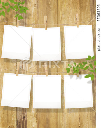 Background-Wood Grain-Polaroid Photo-Branch-Leaf-Frame-Template 55363893