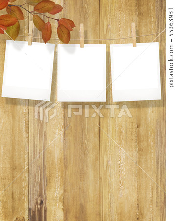 Background-Wood grain-Polaroid photo-Branch-Autumn leaves-Frame-Template Background-Wood grain-Polaroid photo-Branch-Autumn leaves-Frame-Template 55363931