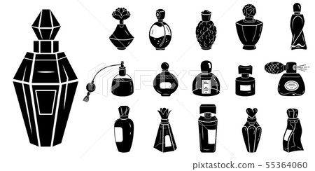 Fragrance bottles icons set, simple style - Stock Illustration ...