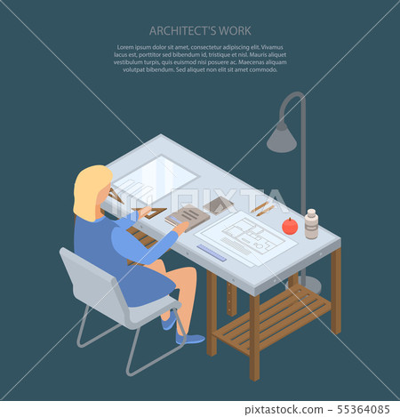 Architect work concept background, isometric style Architect work concept background, isometric style 55364085