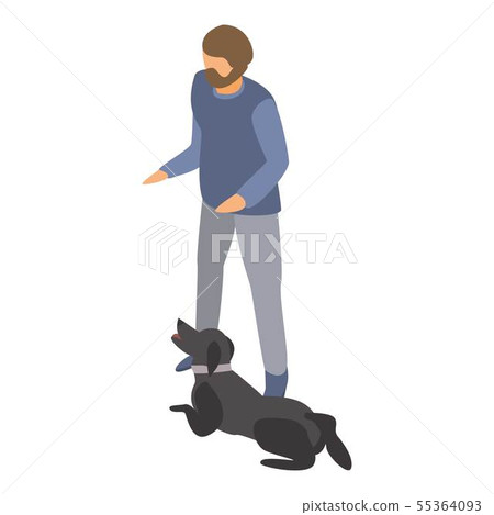 Hipster training dog icon, isometric style 55364093