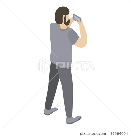 Man take smartphone photo icon, isometric style 55364094