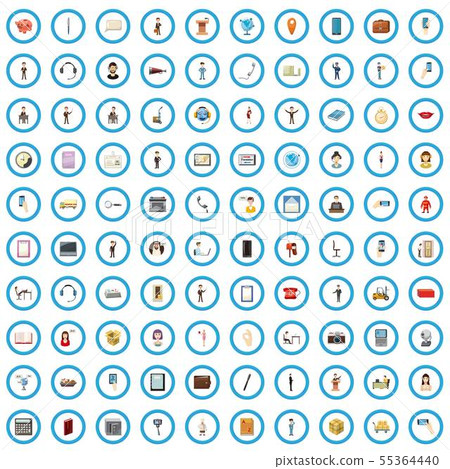 100trade icons set, cartoon style 55364440