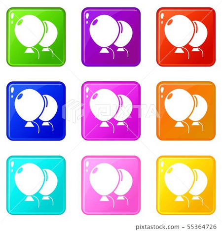 Wedding ballons icons set 9 color collection 55364726