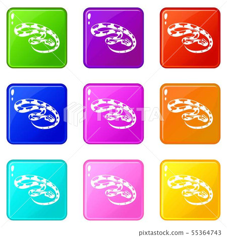 King snake icons set 9 color collection 55364743