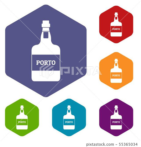 Port wine icons vector hexahedron Port wine icons vector hexahedron 55365034