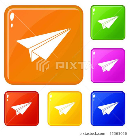 Paper airplane icons set vector color Paper airplane icons set vector color 55365036