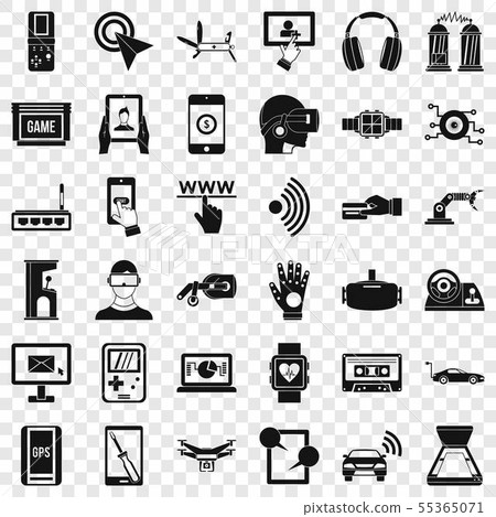 Computer adjustment icons set, simple style - Stock Illustration ...