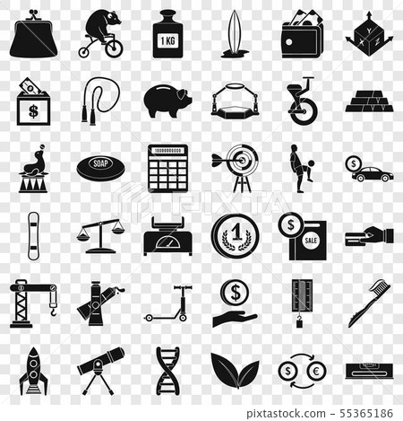 Money balance icons set, simple style 55365186