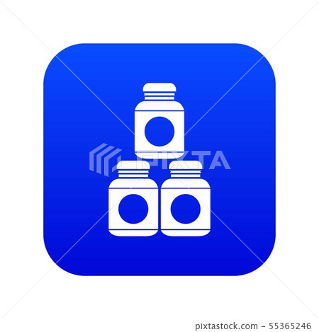 Sport nutrition containers icon digital blue 55365246