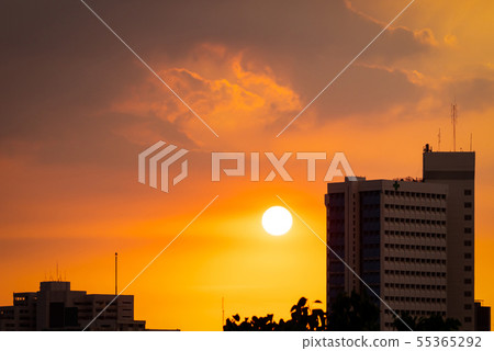 Hospital building at dusk with beautiful sunset 55365292