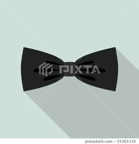 Black elegant bow tie icon, flat style - Stock Illustration [55365339 ...
