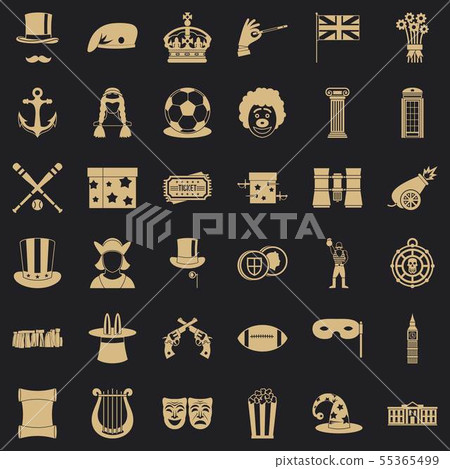 Top hat icons set, simple style 55365499