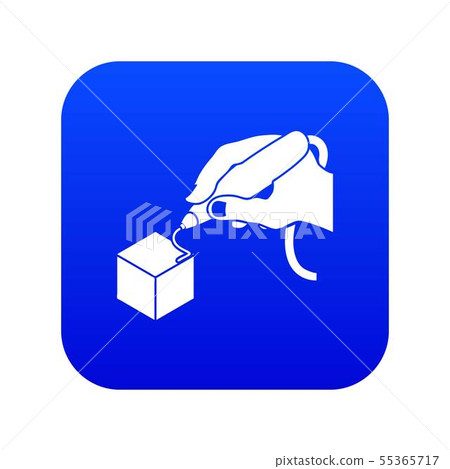 D hand printing icon blue vector 55365717