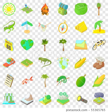 Rest in nature icons set, cartoon style 55365765