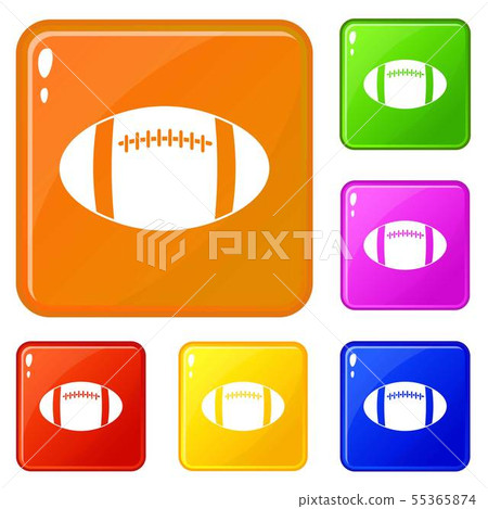 Rugby ball icons set vector color 55365874