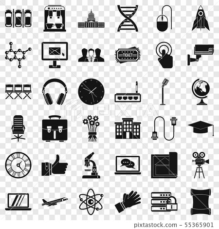 International conference icons set, simple style International conference icons set, simple style 55365901