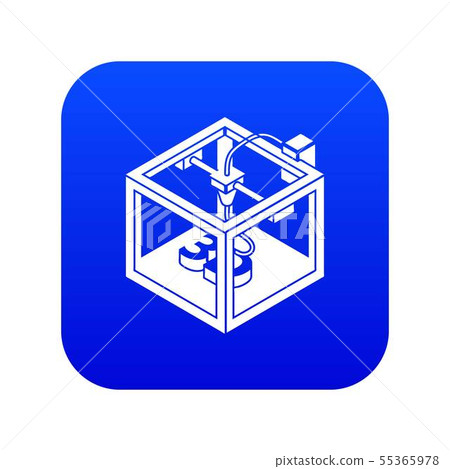 Three d printer icon blue vector Three d printer icon blue vector 55365978