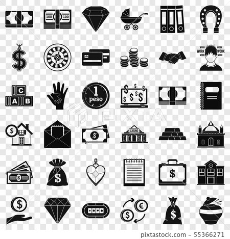 Deposit in bank icons set, simple style Deposit in bank icons set, simple style 55366271
