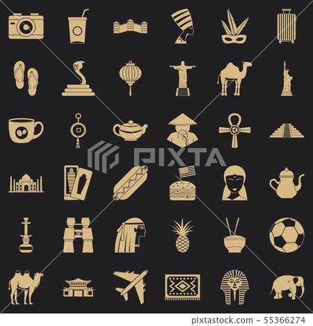 Journey icons set, simple style Journey icons set, simple style 55366274