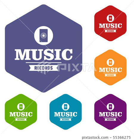 Music record icons vector hexahedron Music record icons vector hexahedron 55366275