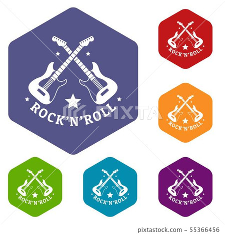 Rock n roll icons vector hexahedron Rock n roll icons vector hexahedron 55366456