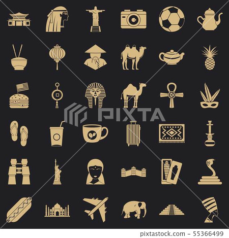 Tour icons set, simple style 55366499