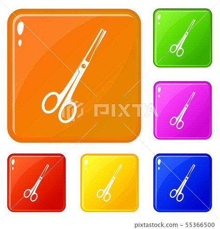 Steel scissors icons set vector color 55366500