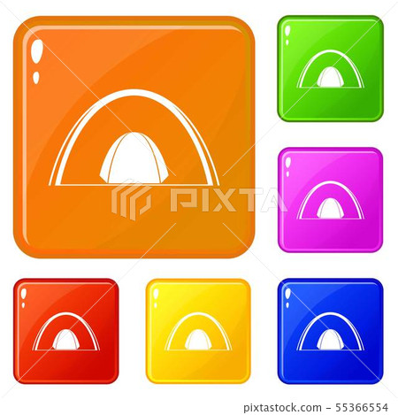 Camping dome tent icons set vector color Camping dome tent icons set vector color 55366554