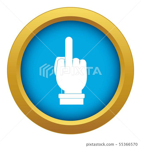 Middle finger hand sign icon blue vector isolated Middle finger hand sign icon blue vector isolated 55366570