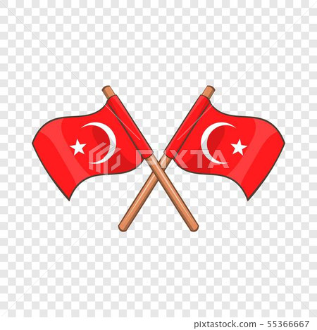 Turkey crossed flags icon, cartoon style Turkey crossed flags icon, cartoon style 55366667